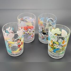 4 Vintage Nostalgic McDonald's & Disney's 100 Years of Magic celebration glasses